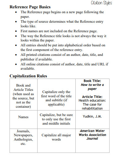 Capitalization APA 7 Reference Page