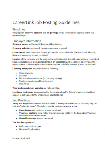 careerlink job posting guidelines