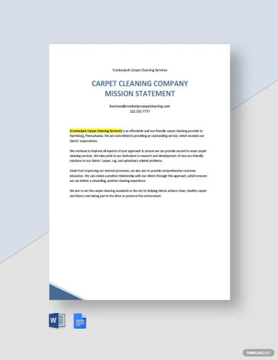 carpet cleaning company mission statement template