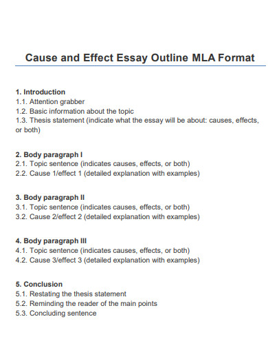 cause and effect essay mla outline