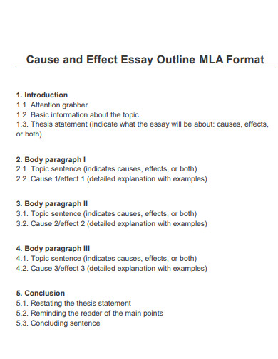 Cause and Effect Essay MLA Outline