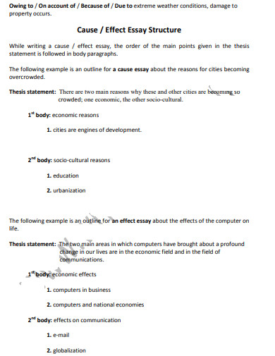 cause and effect essay examples middle school