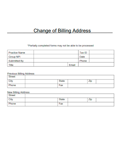 change of billing address