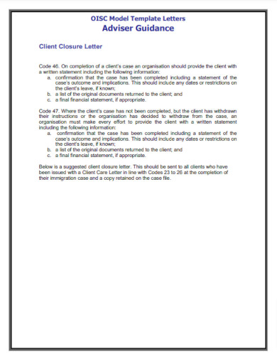 client closure letter