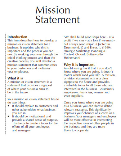 company mission statement brief