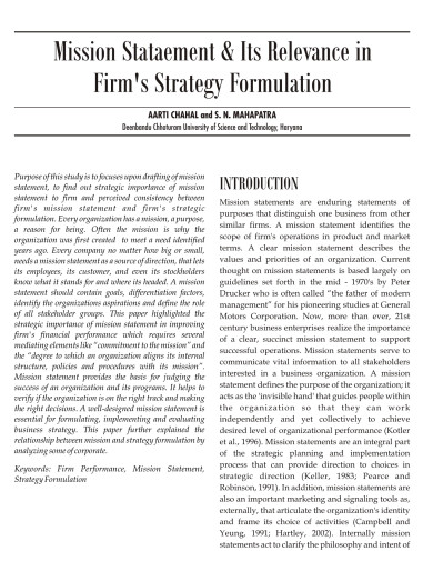 company mission strategy statement