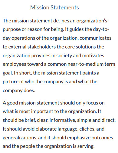 company mission values statement