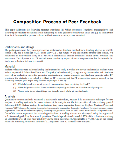 composition process of peer feedback