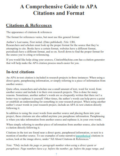 APA Style Citation 26 Examples PDF   Comprehensive APA Style Citation 