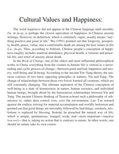 cultural values and happiness
