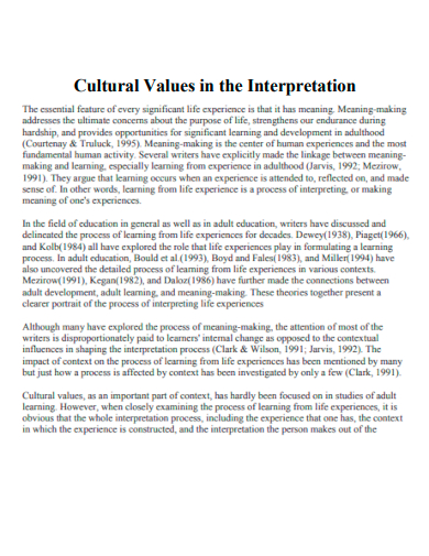 cultural values in the interpretation