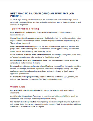 24+ Job Posting Examples - PDF | Examples