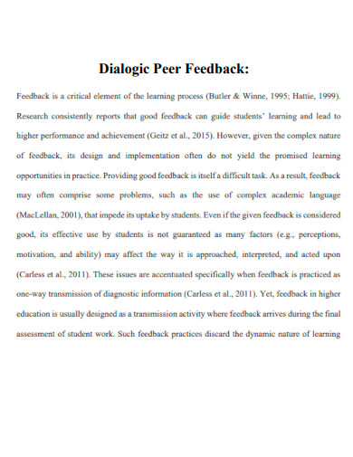 dialogic peer feedback