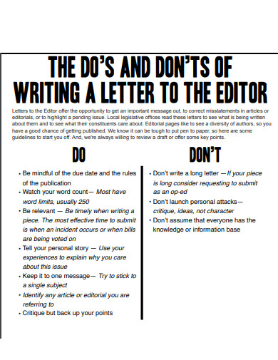 dos and donts letter to the editor