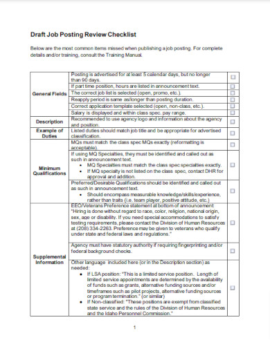 draft job posting review checklist
