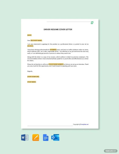 Driver Resume Cover Letter