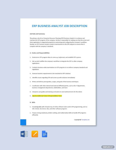 erp business analyst job description