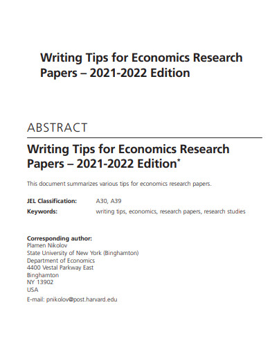 economics research paper abstracts