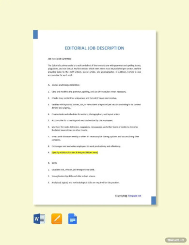 editorial job description template