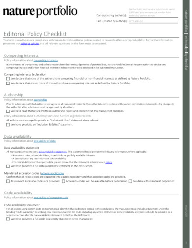 editorial policy checklist