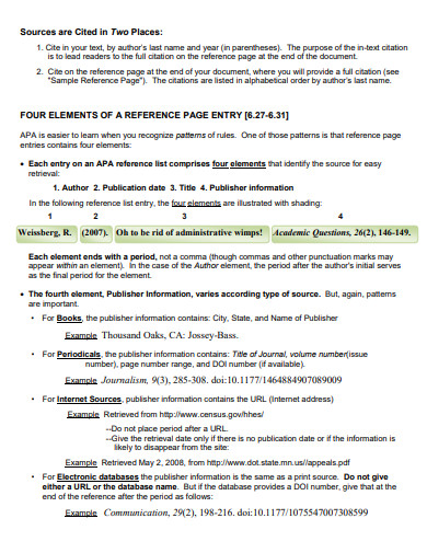 Elements for APA 7 Reference Page