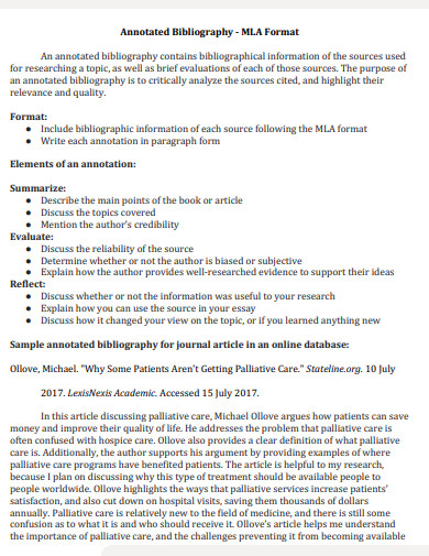 elements of mla annotated bibliography 