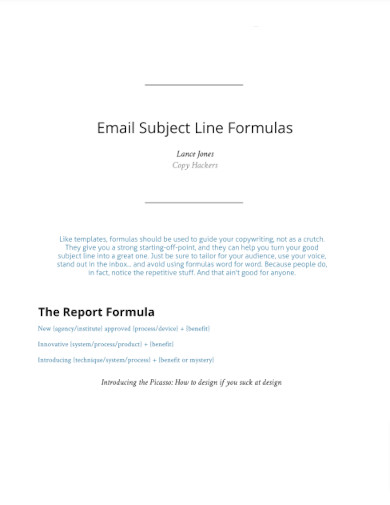 email subject line formulas
