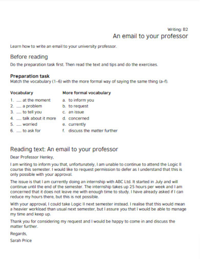 Email to Your University Professor