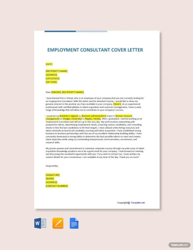 employment consultant cover letter template