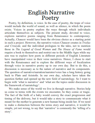 17+ Narrative Poetry Examples, PDF Examples