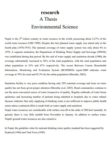 environmental science research paper thesis
