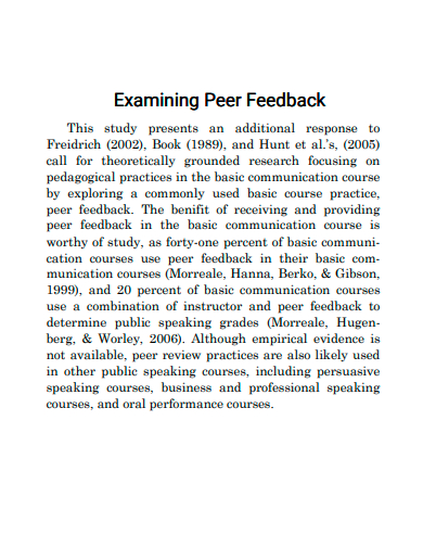 examining peer feedback