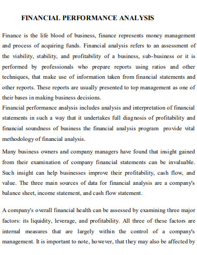 financial performance analysis report