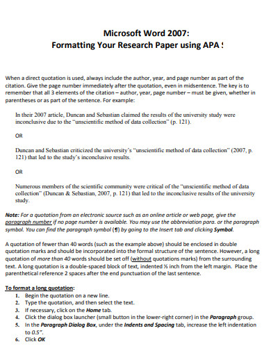 Formal APA Paragraph