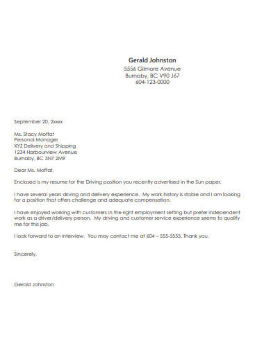 general employment cover letter 