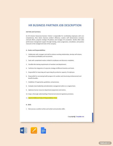 hr business partner job description template