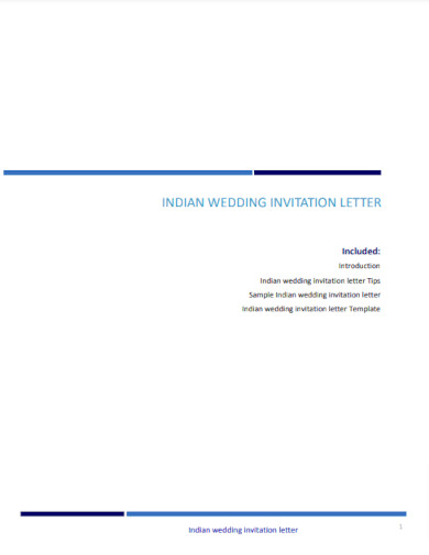 Indian Wedding Invitation Letter