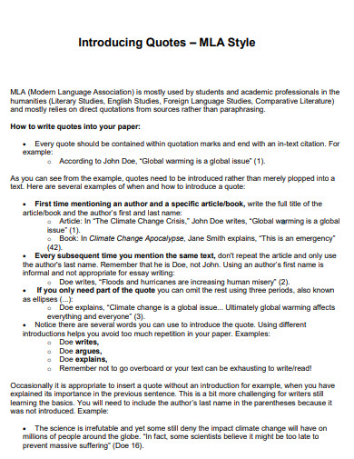 mla block quotation example