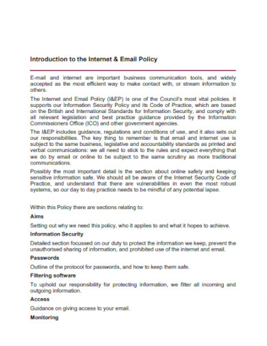 introduction to the internet email policy