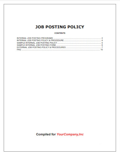 job posting policy example