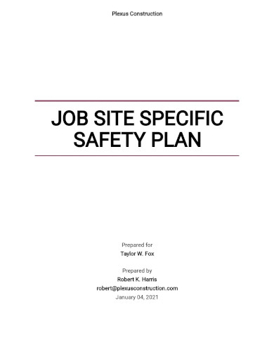 job site specific safety plan template
