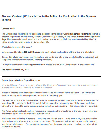 letter to the editor student contest