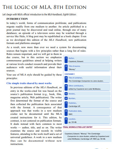 15+ MLA 8 Format Example in PDF | Examples