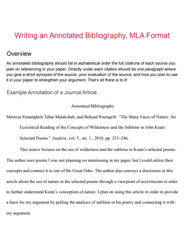 mla annotated bibliography format