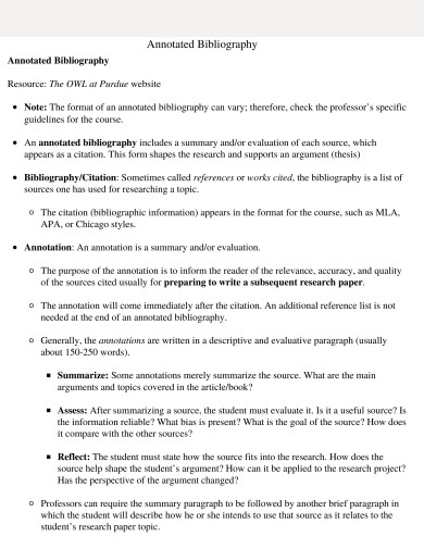 mla annotated bibliography handout