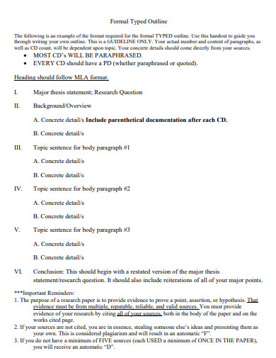 mla formal typed outline