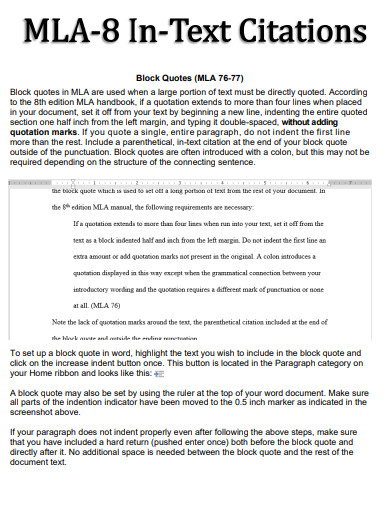 MLA Format 8 Block Quote