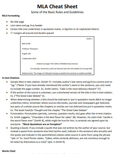 MLA Format Source Cheat Sheet