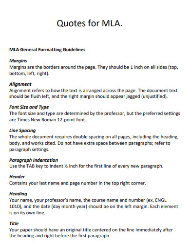 MLA General Formatting Quotes