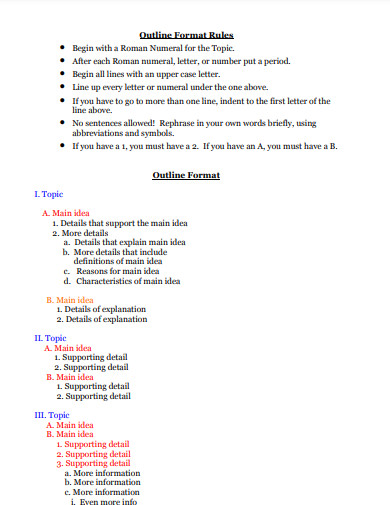 MLA Outline Rules